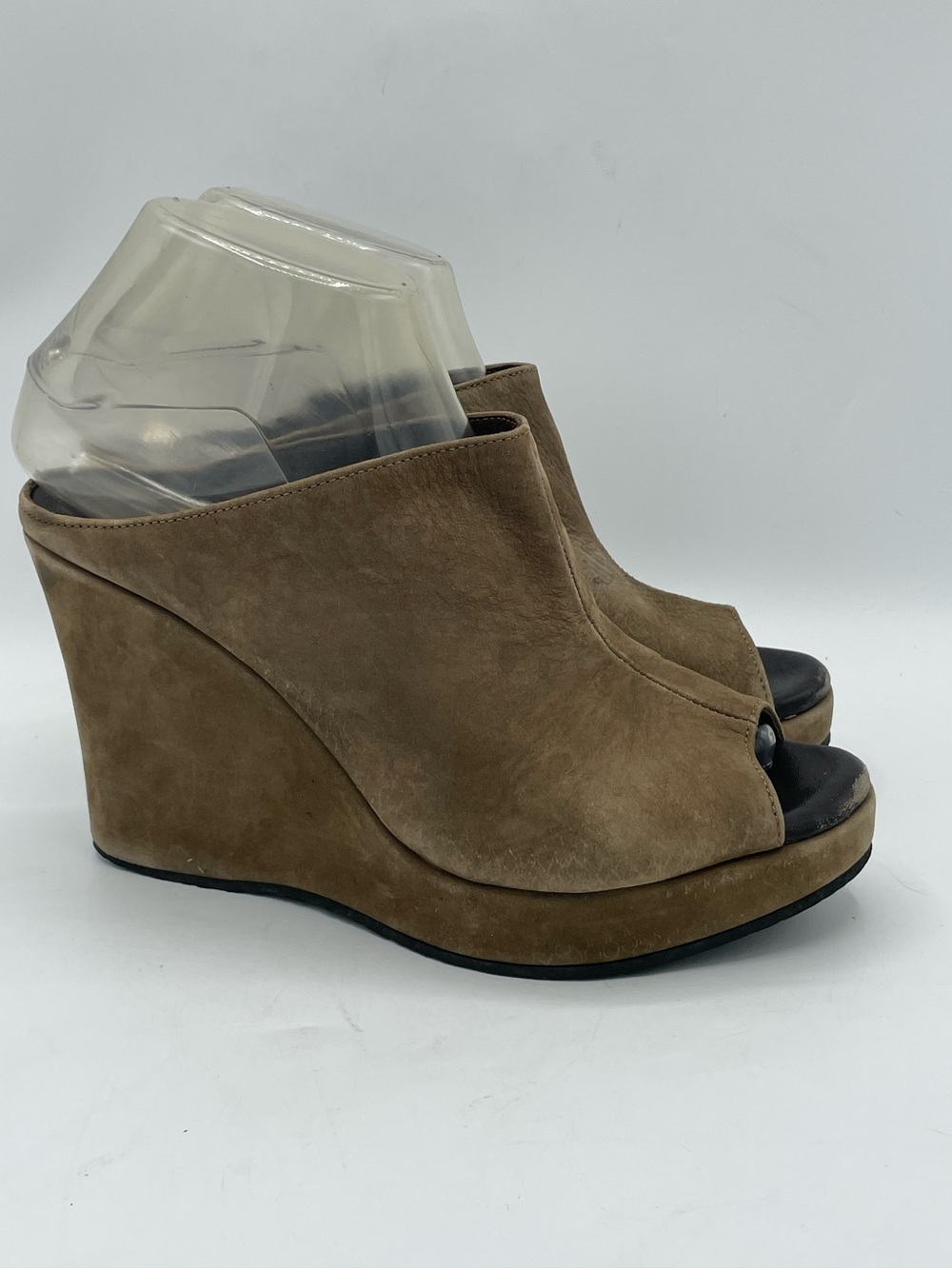 Cordani Tan Suede Open-Toe Wedge Mules